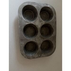 Vintage Chilton Ware Cupcake Pan Aluminum Muffin Tin 6 Hole 606-1 USA Made